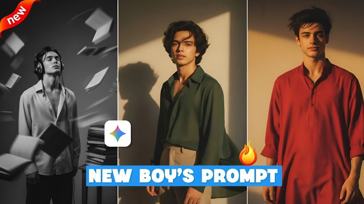 Gemini AI prompts, boys portrait ideas, street style portraits, studio photography AI, Gemini portrait prompts, stylish AI portraits, realistic male portraits, AI fashion portraits, Gemini AI art, trendy portrait prompts,